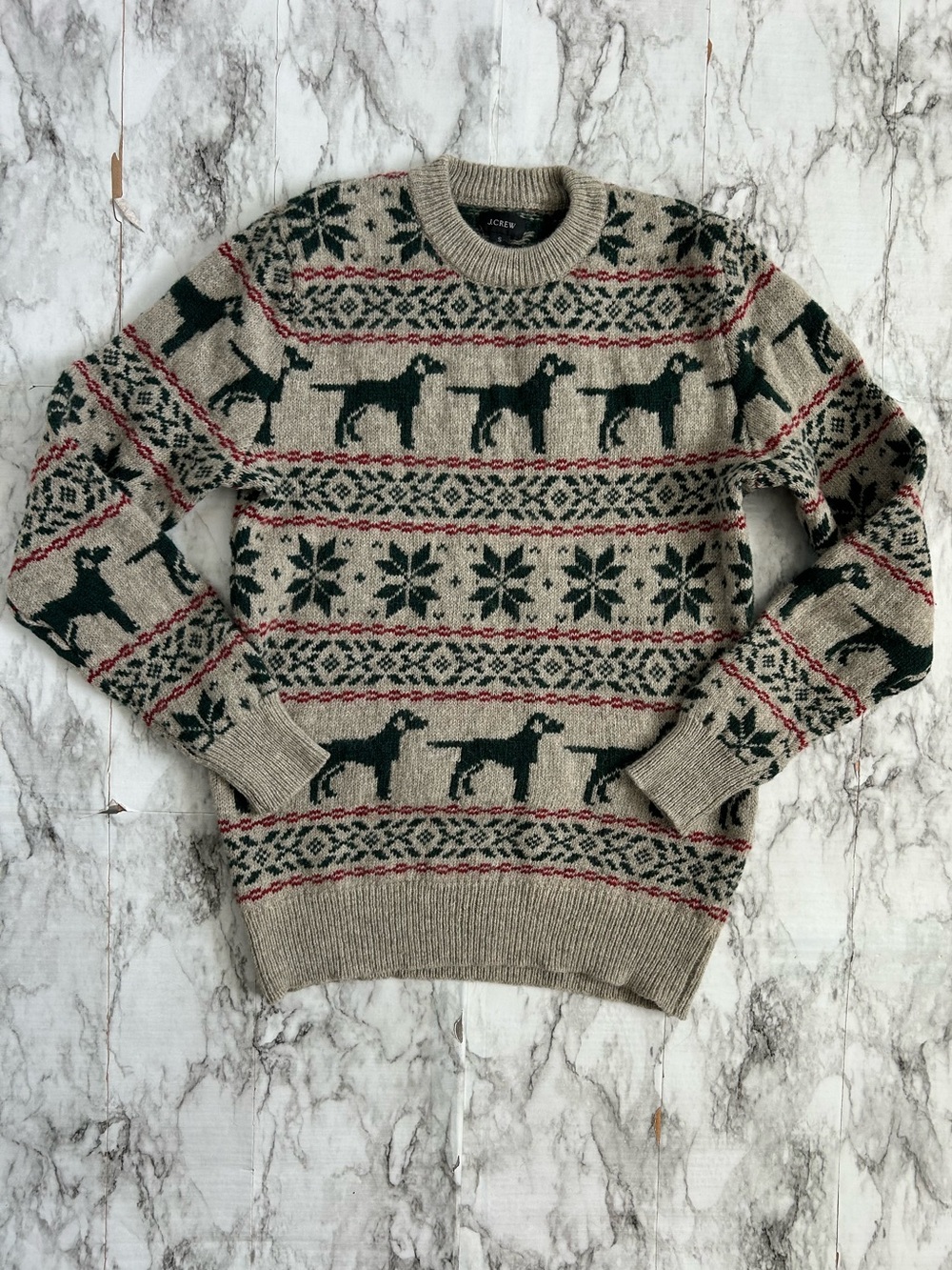 J. Crew | men’s size small 100% lambs wool fair isle Labrador lab dog sweater